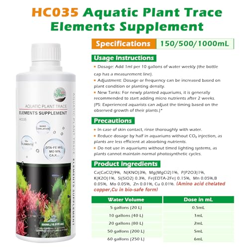 HC035 All-in-One Liquid Aquarium Plant Fertilizer - with Essential Micro & Macro Nutrients for Freshwater Planted Tanks, 150ml/500ml/1000ml (150mL)