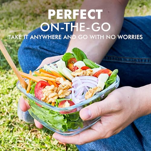 Razab 35 Pc Set Glass Food Storage Containers with Lids - Meal Prep Airtight Bento Boxes BPA-Free 100% Leak Proof (15 lids,15 glass & 5 Plastic Sauce/Dip Containers) - color: Dark Blue