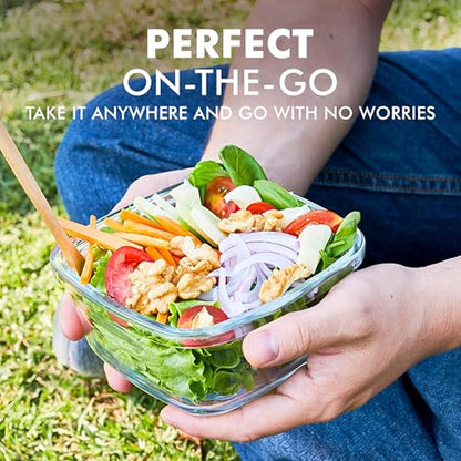 Razab 35 Pc Set Glass Food Storage Containers with Lids - Meal Prep Airtight Bento Boxes BPA-Free 100% Leak Proof (15 lids,15 glass & 5 Plastic Sauce/Dip Containers) - color: Gold