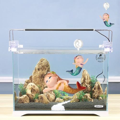 Floating Mermaid Aquarium Decoration, PVC Resin Mermaid Statue, Aquarium Decor Ornament, Polychromatic, Handcrafted, 2.16"D x 1.96"W x 1.37"H