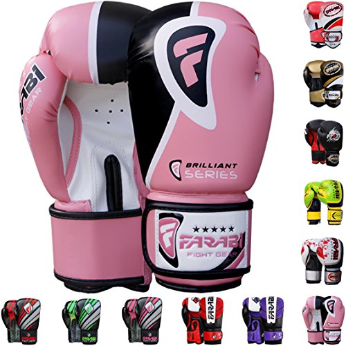 Farabi Pro Fighter Boxing Gloves Sparring Gym Bag Punching Focus Pad Mitts - color: Pink, size: 10Oz