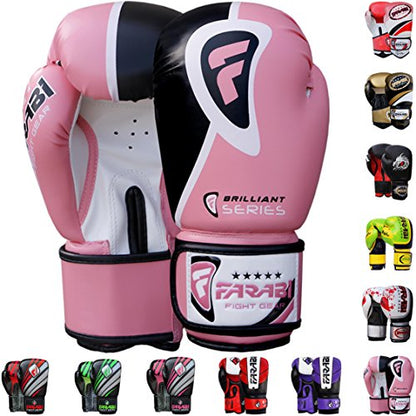 Farabi Pro Fighter Boxing Gloves Sparring Gym Bag Punching Focus Pad Mitts - color: Pink, size: 14Oz