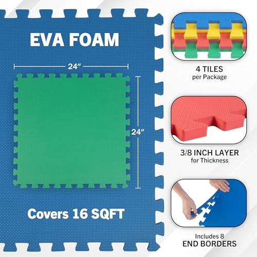 Stalwart EVA Foam Mat Tiles, Multicolor, 4-Pack