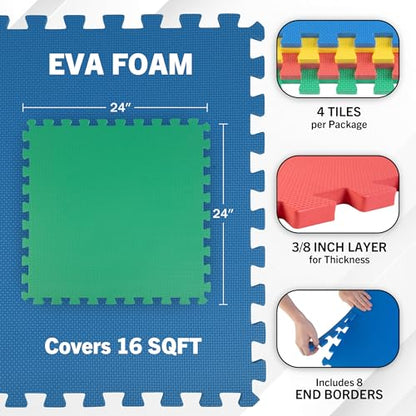 Stalwart EVA Foam Mat Tiles, Multicolor, 4-Pack