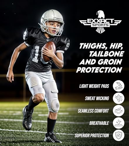 Exxact Sports Touchdown 5-Pad Youth Football Girdle with Cup Pocket - color: Gray, size: Youth X-Large