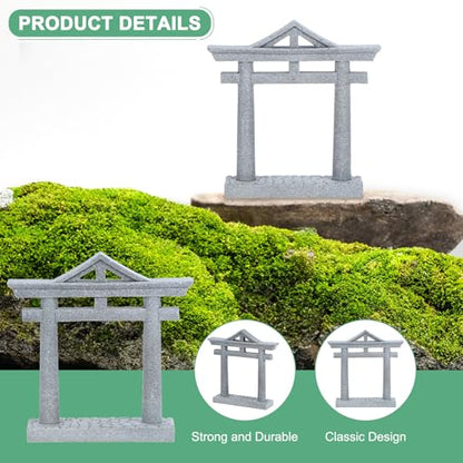 M METERXITY 3.7" H Miniature Torii Gate Ornaments with Plaque, Mini Chinese Gate Models Decorative Japanese Sandstone Tiny Home Landscape Accessories for Aquarium/Fish Tank/Garden Decor