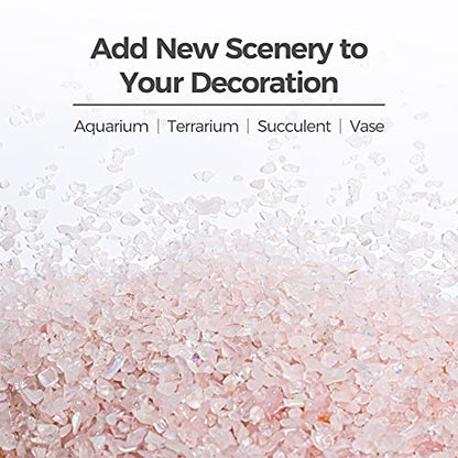 T4U Tumbled Chips Stones Crushed Crystal Quartz 2 LB, Irregular Shaped Gravel Pebble Healing Stone, DIY Smoothed Rock for Potted Plant,Resin Art,Vase Fillers Aquarium Gravel Rocks (Light Rose) - color: #2 - Rose, size: 2 LB