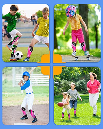 BROTOU Shin Guards Soccer Youth, Soccer Shin Guards for Kids 3-15 | Light Weight Adjustable Straps Shin Pads Protection Equipment with Ankle and Leg Calf Protection - color: PINK, size: Small