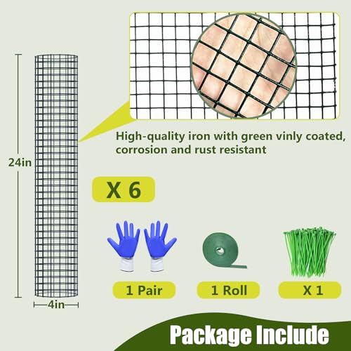 6 Pack Metal Moss Pole, 24" Moss Poles for Plants Monstera, Stackable Sphagnum Moss Pole for Plants Work with Sphagnum Moss(6 Pack 24") - color: 6 Pack 24"