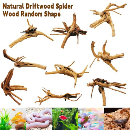 4PCS Driftwood for Aquarium 8-10in Natural Spider Wood Reptile Branches Fish Tank Log Ornament Aquarium Trunk Decoration - size: M:Spiderwood (8-10in 4PCS)
