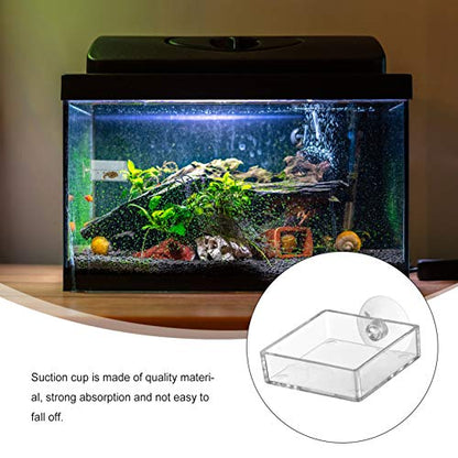 balacoo Aquarium Feeding Plate with Suction Cup 2.55 Inch Square Transparent Fish Tank Feeder Bowl Adjustable Height Shrimp Feeder for Freshwater Fish Easy to Clean 4 Pack