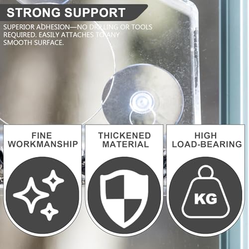 10PCS Double Sided Suction Cups - Heavy Duty Clear Silicone Sucker Pads (30mm) for Glass Mirrors Bathroom Aquarium Smooth Surfaces