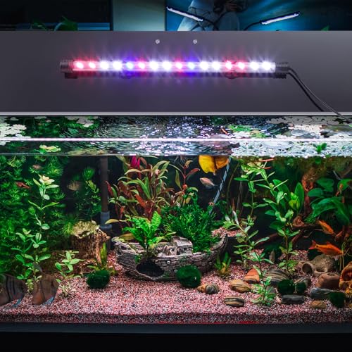 Sieral Aquarium Lids Polycarbonate Canopy with LED Light 2 Pcs Set 22.95 x 11.5 x 0.12 Inch for 33/40/55 Gallon with Center Brace Aquariums Cover Fish Tank Lid with a Hook Knife, Black