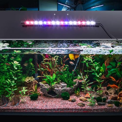 Sieral Aquarium Lids Polycarbonate Canopy with LED Light 2 Pcs Set 22.95 x 11.5 x 0.12 Inch for 33/40/55 Gallon with Center Brace Aquariums Cover Fish Tank Lid with a Hook Knife, Black