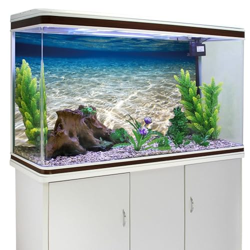 AWERT 72x18 inches Ocean Floor Aquarium Background Underwater Fish Tank Background Undersea Theme Aquarium Background - size: 72x18in/180x45cm