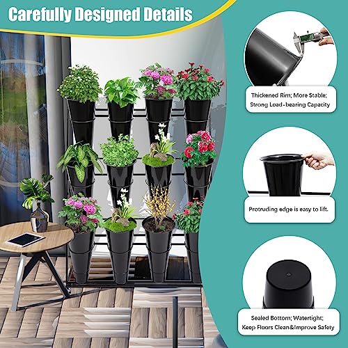 Flower Display Stand with 12 Buckets, 3 Layers Shelf Display Holder for Cut Flowers - style: Round Black