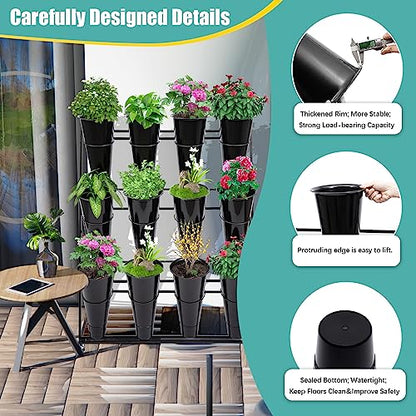 Flower Display Stand with 12 Buckets, 3 Layers Shelf Display Holder for Cut Flowers - style: Round Black