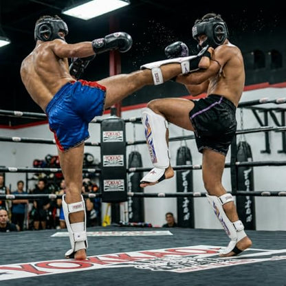YOKKAO Microfiber Shin Guards - A-Grade Thai Microfiber | Multi-Layer Foam | Single-Shell Wrap | Produced at YOKKAO Factory, Thailand | S-L - color: White Flame, size: Small