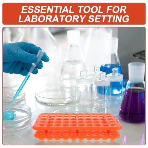 LIFKOME 50-Hole Rack with Silicone Gasket 18mm Laboratory Plastic Test Holder for Storage and Lab Organization