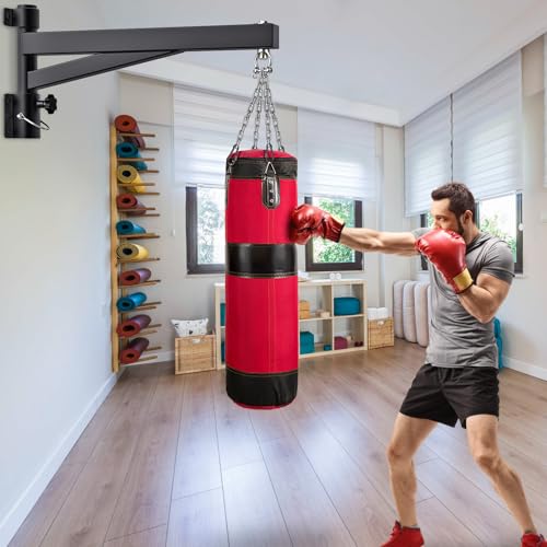 BeneLabel Heavy Bag Hanger for Punching Bag Beam Mount Hardware 360° Rotation Boxing Bag Ceiling Mount I-Beam Hanger for Hanging Heavy Punching Bags Wall Hangers - color: 61cm(24인치) 블랙 벽걸이 (전용)