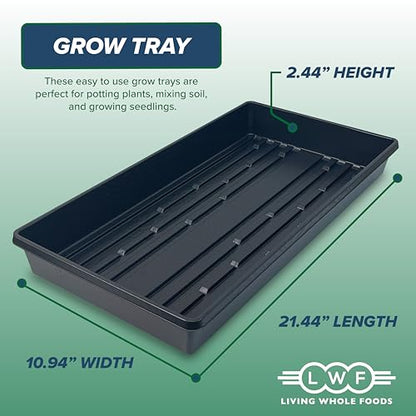 5 Pack of Durable Black Plastic Growing Trays (Without Drain Holes) 21" X 11" X 2" - Flowers, Seedlings, Plants, Wheatgrass, Microgreens & More - size: 5 pack