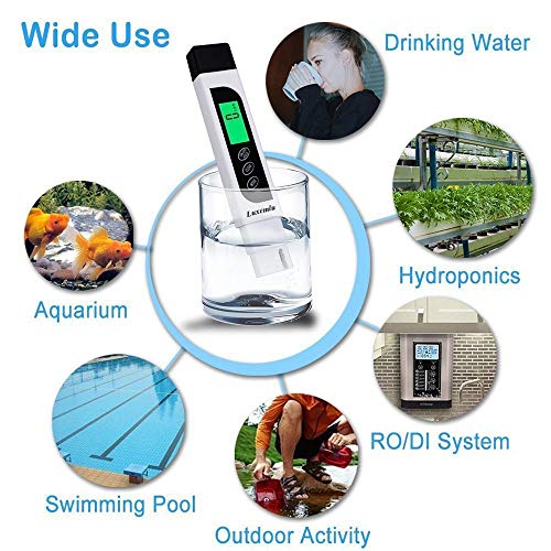TDS Meter Digital Water Tester, Accurate and Reliable, Professional TDS, Temperature and EC Meter with Carrying Case, 0-9999ppm, Ideal ppm Meter for Drinking Water, RO/DI System, Aquariums - color: White