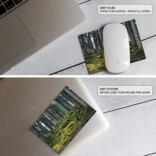 Mouse Pad Adhesive Bottom - Sticks to Any Surface - Portable - Webcam Covers and Screen Cleaner Included (Moss Forest) - color: MOSS FOREST