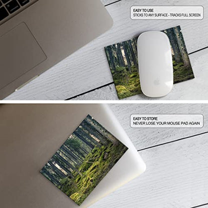 Mouse Pad Adhesive Bottom - Sticks to Any Surface - Portable - Webcam Covers and Screen Cleaner Included (Moss Forest) - color: MOSS FOREST