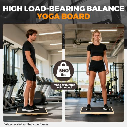 Wooden Rocker Balance Board for Adults Anti-Slip 350LBS Balance Trainer for Standing Desk, Physical Therapy & Core Strength – Durable Wooden Rocker Board for Office & Rehab - size: 360 degrees