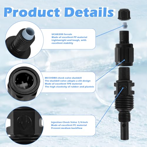 1/4 Inch UCDBINJ Injection Check Valve Replacement for Sten-ner Pump Filter Parts 45, 85, 100 & 170, Classic, Single Head, S420, S128, S10P, VX, SV, S Series with Ferrule & Duckbill (2 Pack)