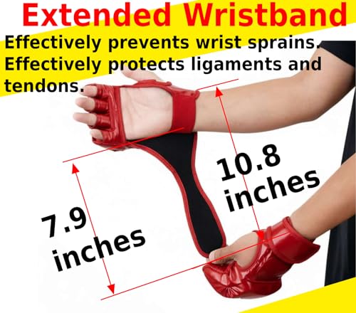 MMA Gloves Grappling Sparring, Mixed Martial Arts Mitts Men Women Boxing Gloves, Combat Sports Training, Muay Thai, Kickboxing, Open Palm Training Gloves for Grappling - color: Red