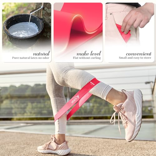 VEICK 5-Level Resistance Loop Bands Set for Strength Training & Pilates - color: Light Pink
