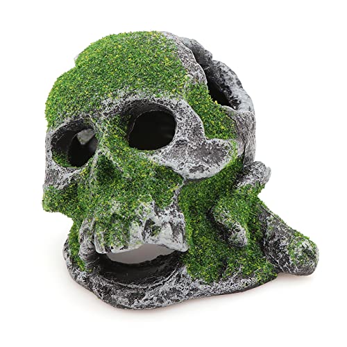 AQUA KT Aquarium Landscape Head Skeleton Skull Rock Fish Hiding Place Cichlid Cave for Gold Betta Fish Tank Decoration Freshwater or Marine Aquariums