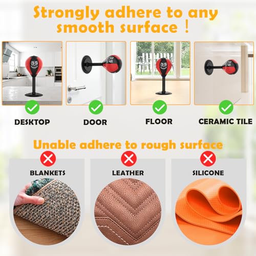 Strong Suction Desktop Punching Bag - Stress Relief Boxing Ball with Upgraded Durable Spring, Secured Office Home Desk Toy Gift for Kids, Friends, and Coworkers - color: Red