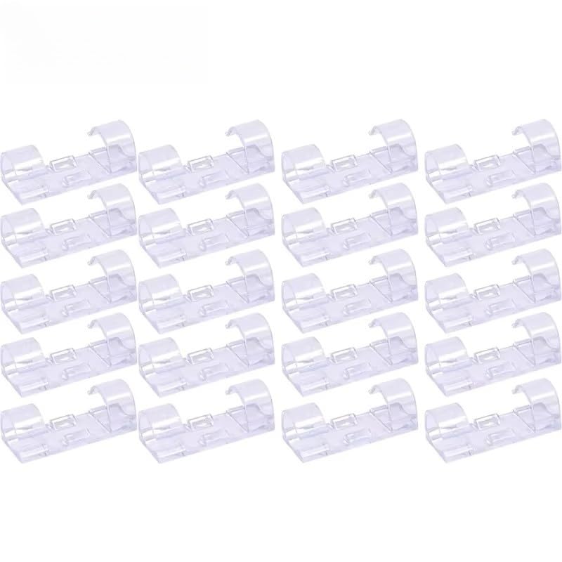 20Pcs Self Adhesive Cable Clips Wire Cord Organizer Holder for TV PC Laptop Ethernet Car Line Fix Clamp Cables Winder Manager Transparent