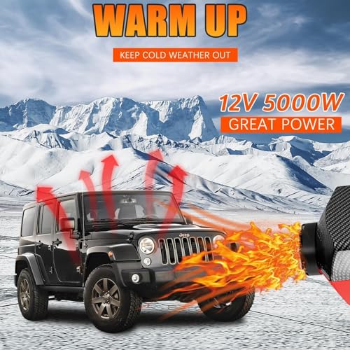5KW Diesel Air Heater, 12V 5000W Diesel Parking Heater with LCD Display, Muffler Thermostat Remote Control, 10L Water Tank, Diesel Air Heater for Cars, Boats, Trucks (Red)