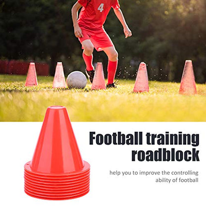 WNSC Football Marking Discs, Unbreakable PE Cone Shape 10pcs Football Cone, Improve The Controlling Ability of Football for Football Training Games for Boys(red)
