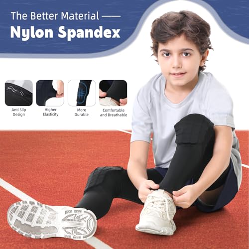 Newbyinn Knee Pad for Kid Youth 1 Pair, Black Padded Knee Leg Sleeve - size: Medium