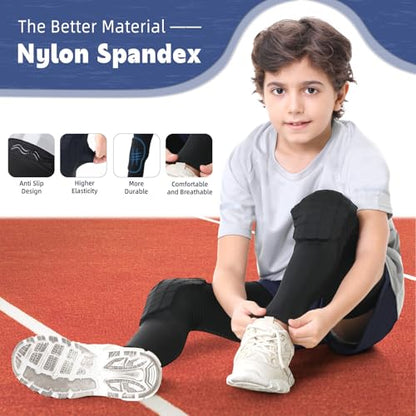 Newbyinn Knee Pad for Kid Youth 1 Pair, Black Padded Knee Leg Sleeve - size: Medium