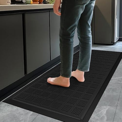 All-Weather TPE 36x17 Inch Versatile Mat -Indoor and Outdoor Non-Slip Boot Tray Floor Door Mat with Drainage Option for Home, Kitchen and Bath