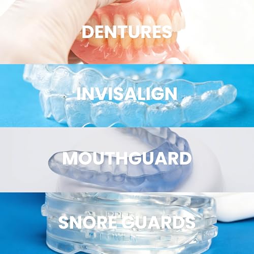 Denture Bath Case for Retainers, Phthalate-Free, No-Spill Strainer by M3 | 1 Case & Strainer for Invisalign Retainers, Baby Pacifiers, Mouth, Night & Snore Guards, Portable Soaking & Easy Rinsing - size: 1 Count (Pack of 1)