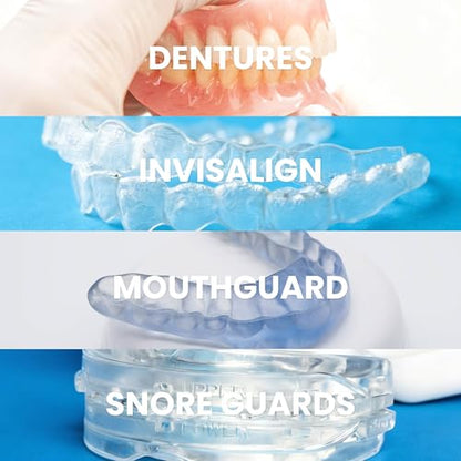 Denture Bath Case for Retainers, Phthalate-Free, No-Spill Strainer by M3 | 1 Case & Strainer for Invisalign Retainers, Baby Pacifiers, Mouth, Night & Snore Guards, Portable Soaking & Easy Rinsing - size: 1 Count (Pack of 1)