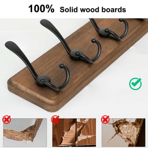 WEBI Coat Rack Wall Mounted,38 9/16" Long,10 Triple Hooks,Wood Coat Hooks Wall Mount,Large Coat Hanger Wall,Hook Rack,Tri Hooks for Hanging Coats,Clothes,Jacket,Entryway,Rustic White,2 Packs - color: White/White, size: 10 Hooks(2 Packs)