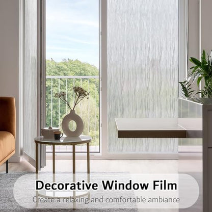 Frosted Window Privacy Film Non Adhesive Window Cling Removable Glass Covering Clear Water Opaque Window Film for Home Anti UV 17.7x118 inches - size: 17.7"x118" (45x300cm)