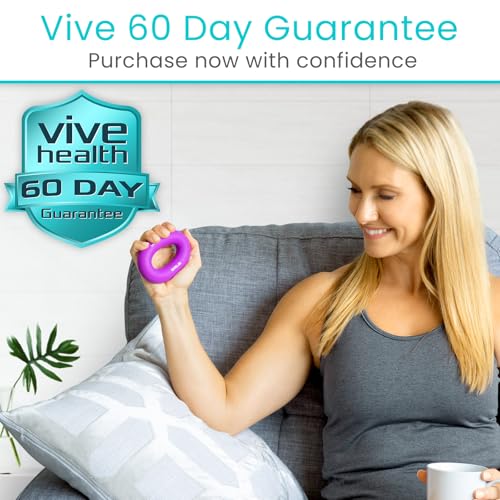 Vive Hand Strengthener Grip Ring - Forearm Ring Hand Exercisers - Silicone | Squeezer Gripper for Muscle Strengthening Training Tool - Arthritis Finger Physical Therapy PT Kit Trainer - color: Multicolor (6 Pack)