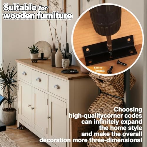 L Bracket, Heavy Duty Corner Brace, 4 Pack 4" Metal Shelf Bracket Angle Bracket for Shelves, Black Metal Braces for Wood Furniture - size: 4 Inch, style: Black 4 Pack