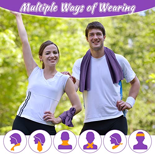 Redbaker 20 Pcs Cooling Towel Ice Towel with Bag for Neck Face, Purple - color: Purple
