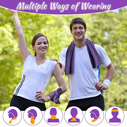 Redbaker 20 Pcs Cooling Towel Ice Towel with Bag for Neck Face, Purple - color: Purple