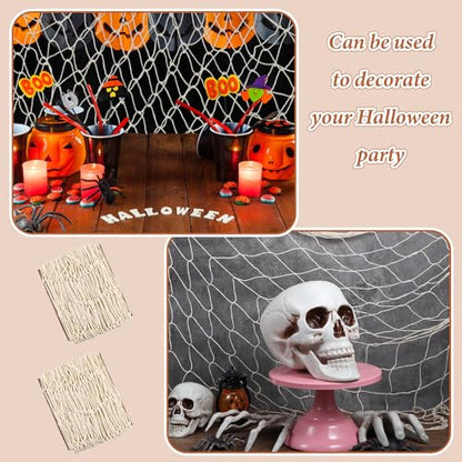6 Pack Natural Cotton Fish Net Decorations, Beige Wall Hanging Party Fishing Net Decor for Pirate, Mermaid, Hawaiian, Ocean Themed, Beach Bash Decoration, 78.7x40 Inch