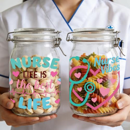 Peacoblue 18 Sheets Rub on Transfers for Crafts, Nurses' Day Text 3.6"x3.9" UV DTF Cup Wraps Waterproof Cold Transfers Stickers for Wood Glass Metal Cup Tumblers Mirrors Mugs Home Decor - style: Nurses' Day Text